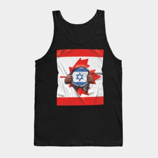 Israel Flag Canadian Flag Ripped - Gift for Isreali From Israel Tank Top